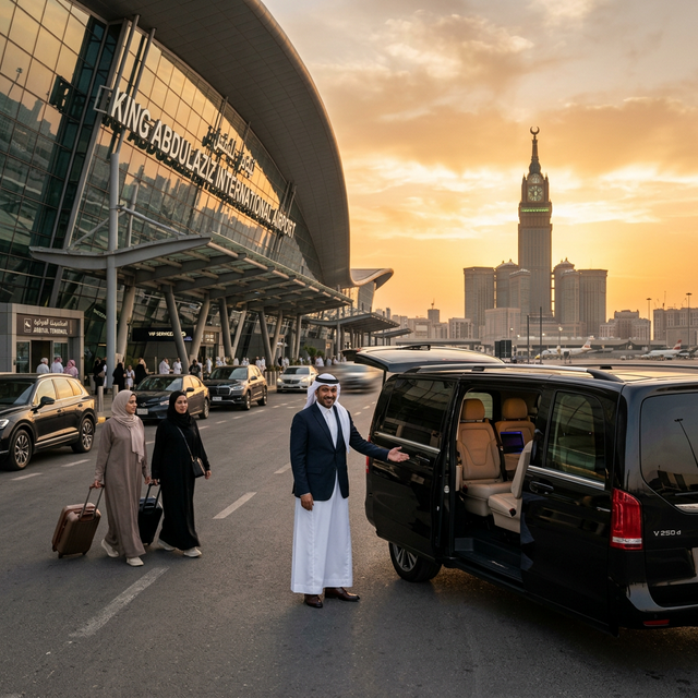 خدمة توصيل من مطار جدة الى مكة - شركة أسفار المطار الذهبية لنقل البري واستقبال المسافرين